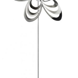 Hochwertige Metallblume mit silbernen Blütenblättern und lila Mittelpunkt, dekorativ und modern.