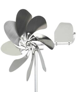 Hochwertige Edelstahl-Windmühle, ideal für Garten, Balkon oder Terrasse, robust und wetterbeständig.