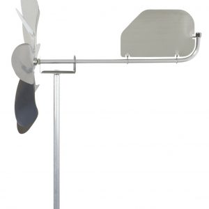 Hochwertige Windmühle mit Wetterstation an stabilem Mast, ideal für zuverlässige Wetterdaten.