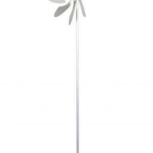 Windmühle in Edelstahl, ideal für Garten oder Balkon, modernes Design.