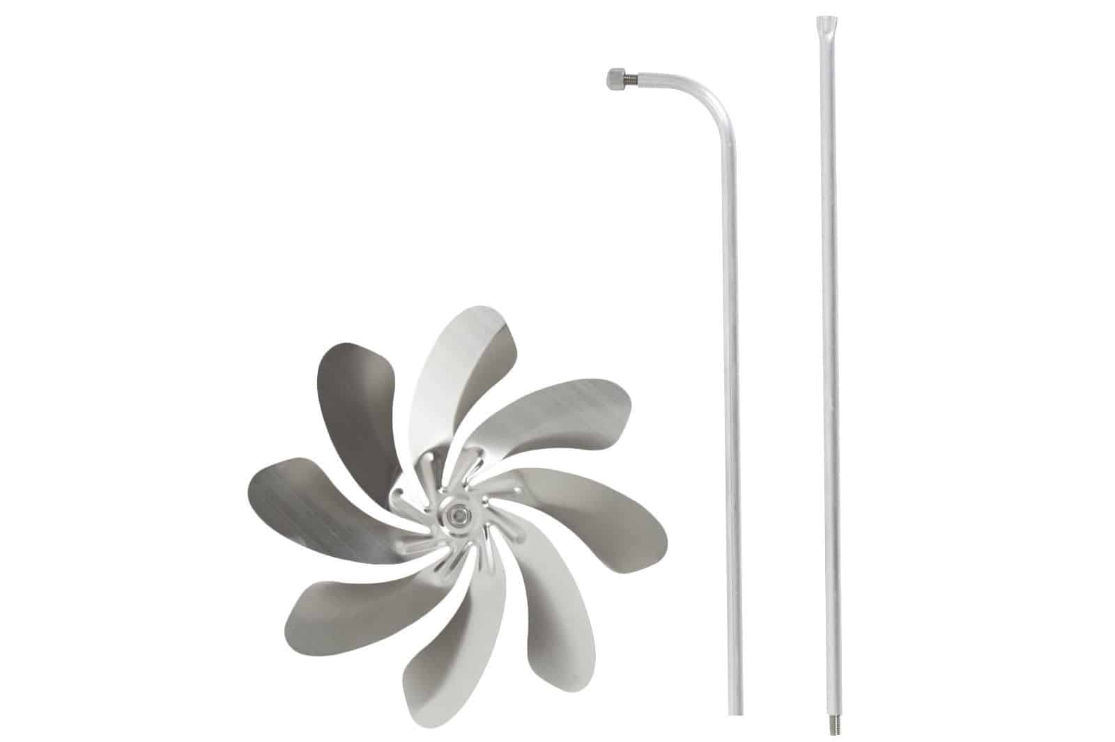 Hochwertiger Ventilator mit austauschbaren Blättern und Zubehör, ideal für technische Anwendungen und Lüftungssysteme.