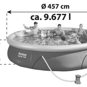 Großes aufblasbares Pool mit Kinderfreundlicher Gestaltung, 457 cm Durchmesser, 84 cm Höhe, Volumen ca. 9.677 Liter.