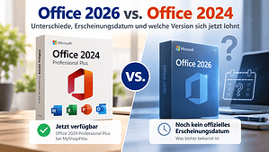 Office 2026 vs. Office 2024 – Vergleich der verfügbaren Office-Version mit einer möglichen zukünftigen Version ohne bestätigtes Erscheinungsdatum.